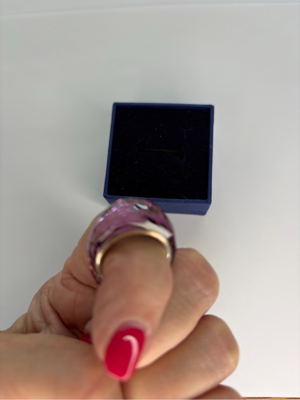 Swarovski Pink Crystal “Nirvana”Faceted Dome Ring - Picture 4 of 16